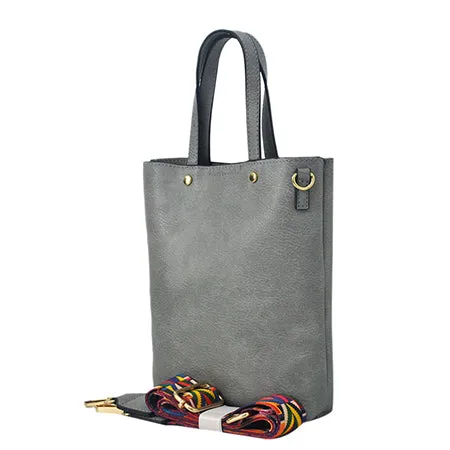 Gray Faux Leather NGIL Bucket Handbag