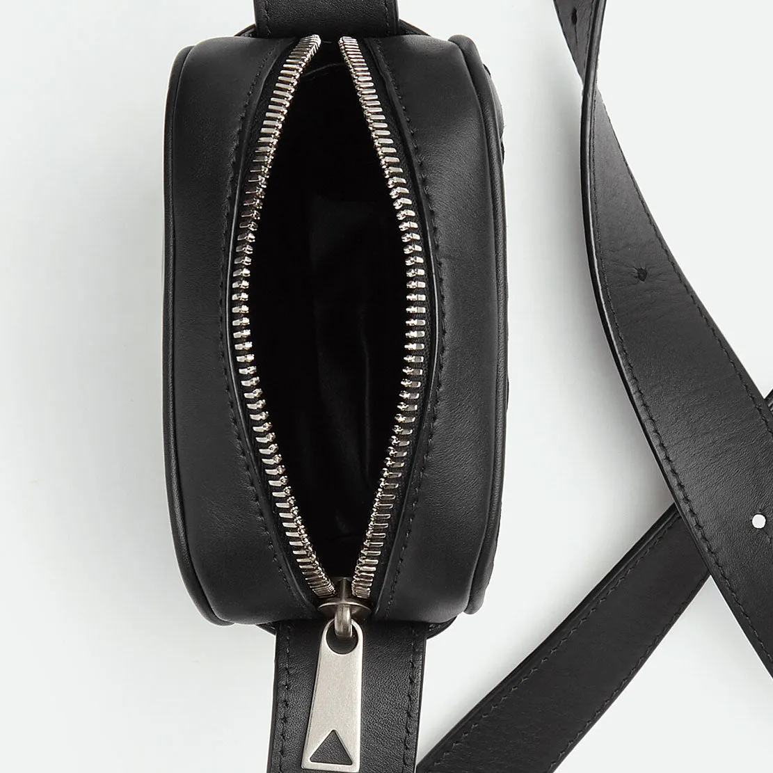 Intrecciato Zip Phone Crossbody, Black