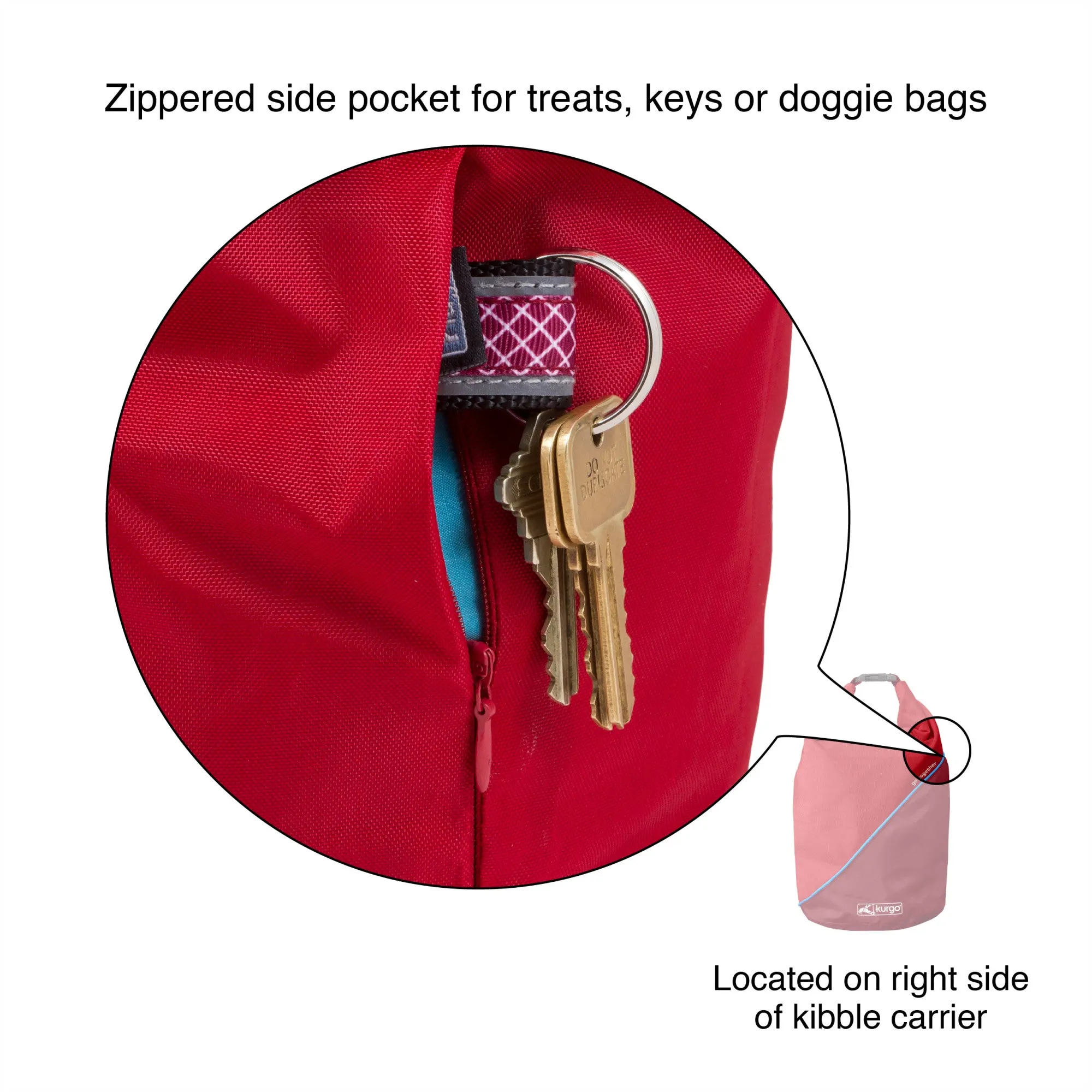 Kurgo Kibble Carrier for Dogs, Dog Food Travel Bag - Red