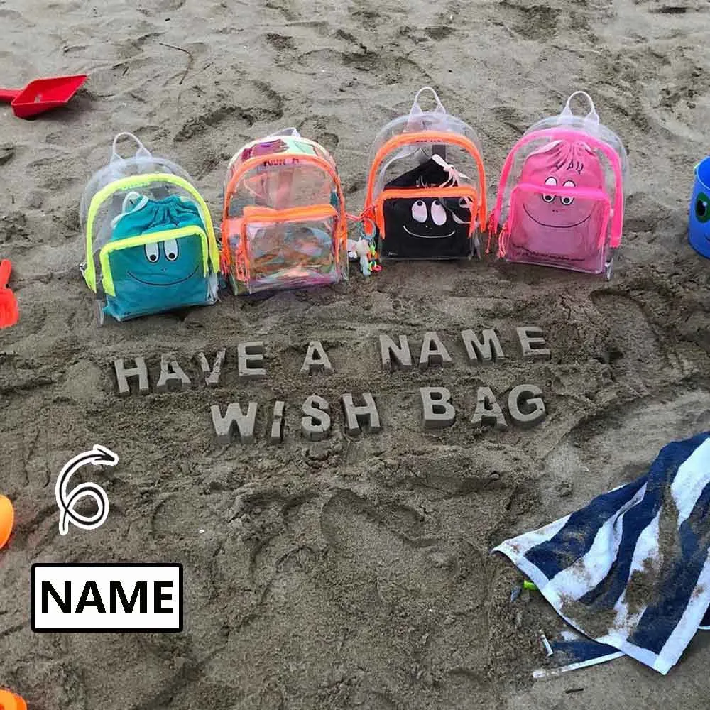 【Letters are limited to 9】Custom Name Cute Jelly Bag Baby PVC Transparent Backpacks Schoolbag Beach Swimming