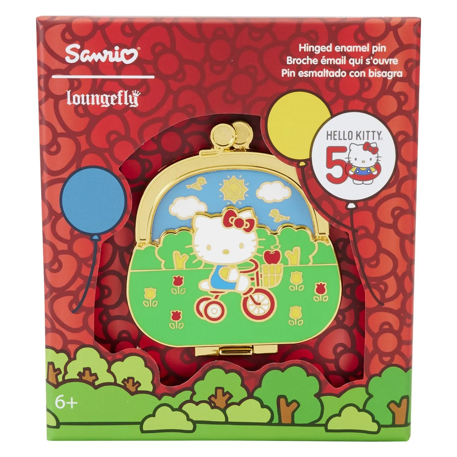 Loungefly Sanrio Hello Kitty 50th Anniversary Coin Bag 3 Collector Box Pin