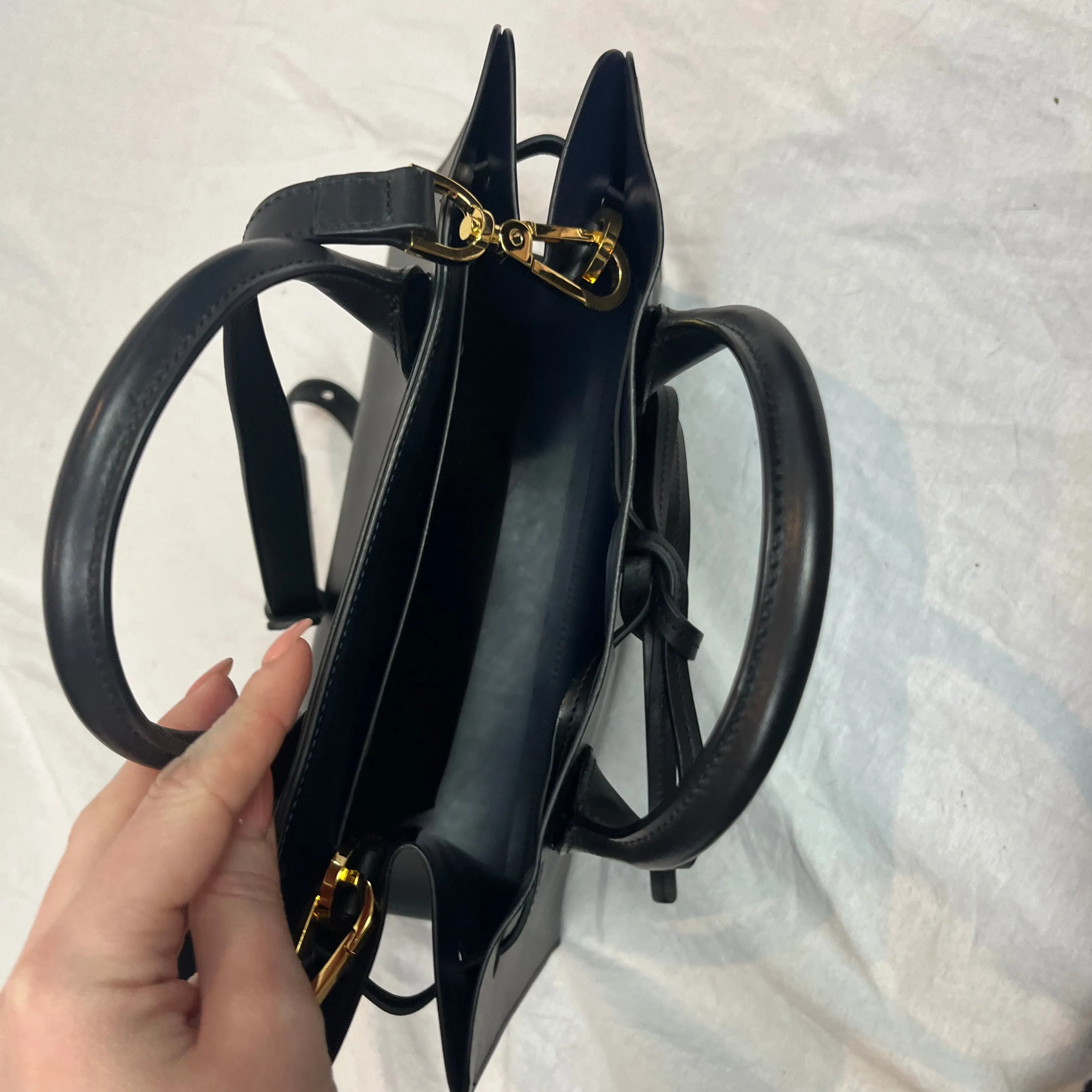 Mansur Gavriel Brand New Black Smooth Leather Sun Bag