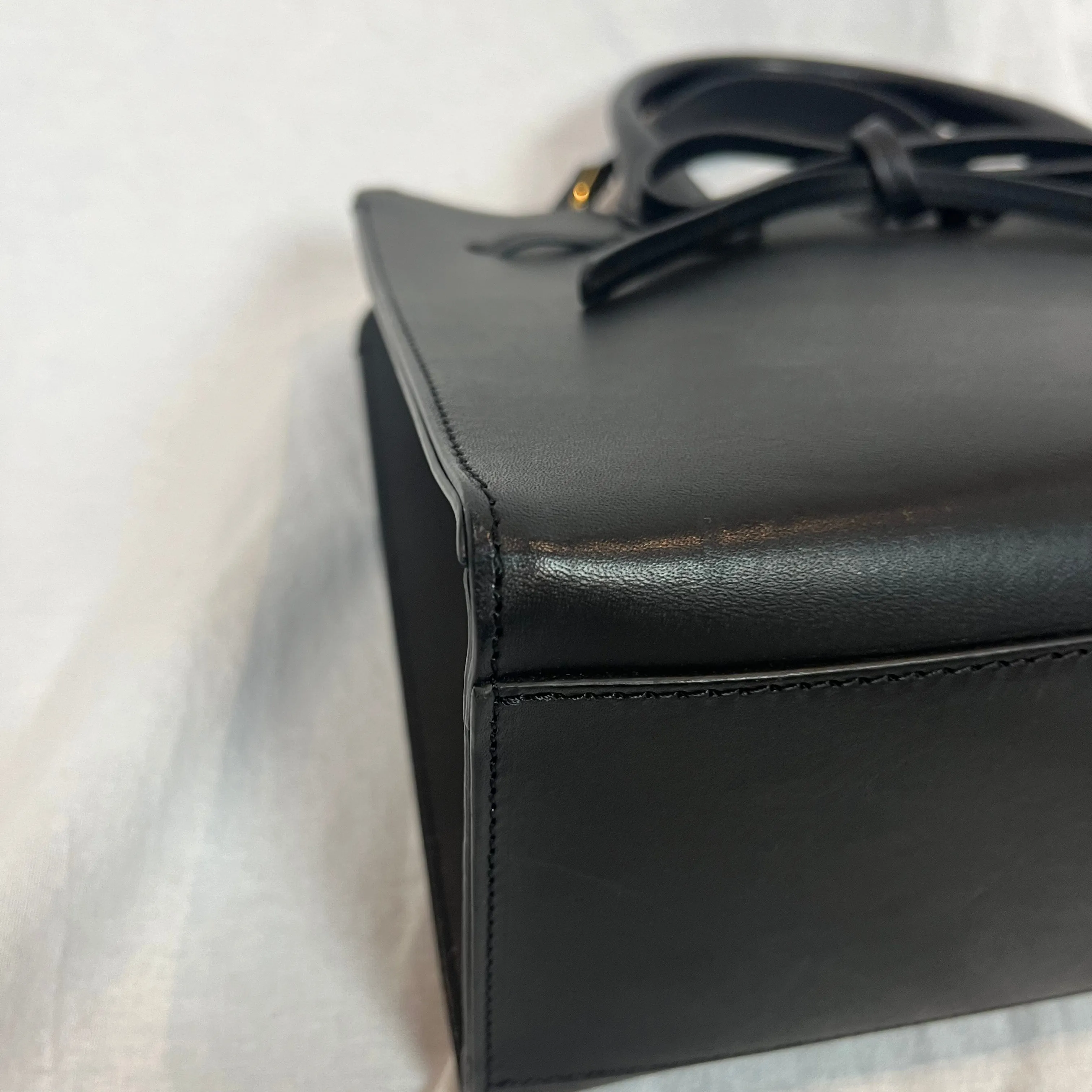 Mansur Gavriel Brand New Black Smooth Leather Sun Bag