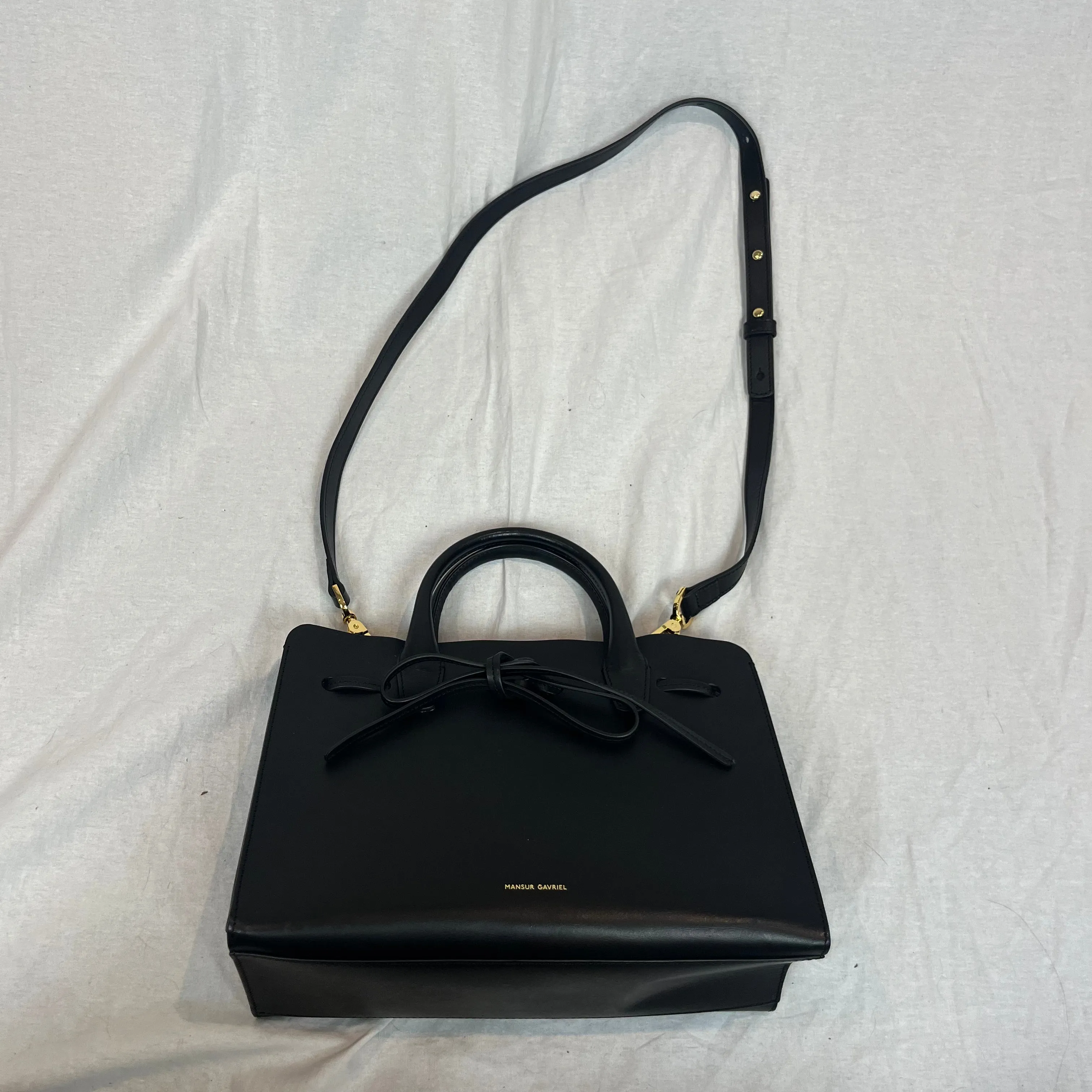 Mansur Gavriel Brand New Black Smooth Leather Sun Bag