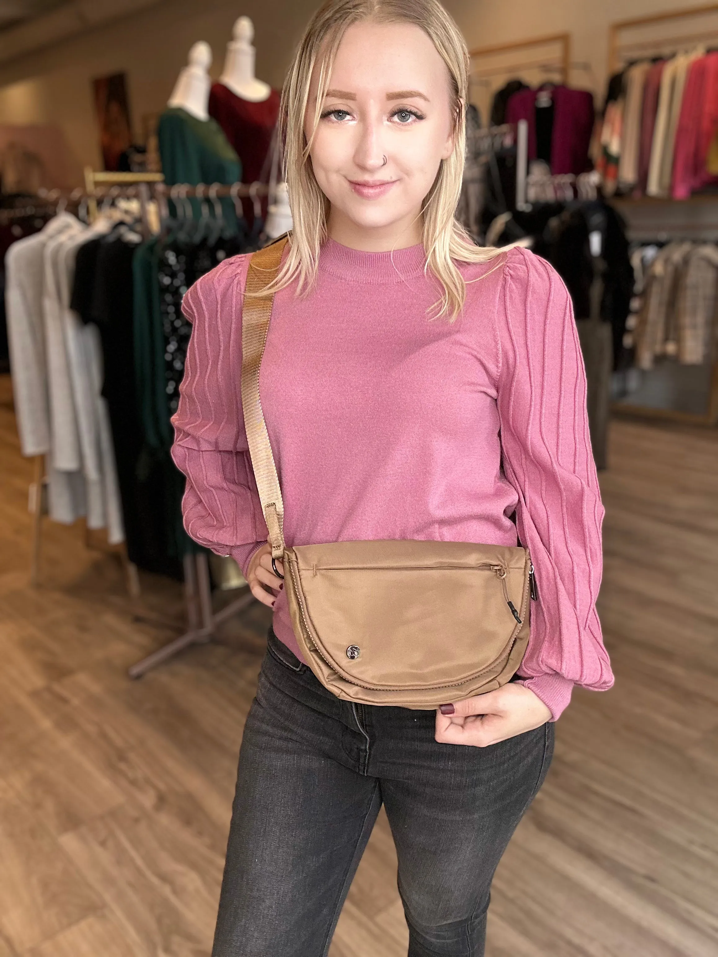 Mocha Double Moon Belt Bag