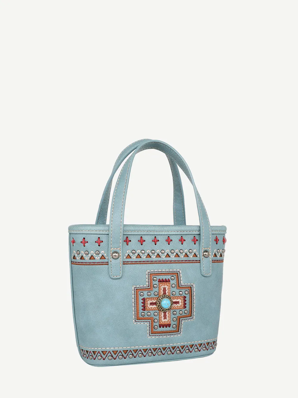 Montana West Embroidered Cross Concho Crossbody Mini Tote