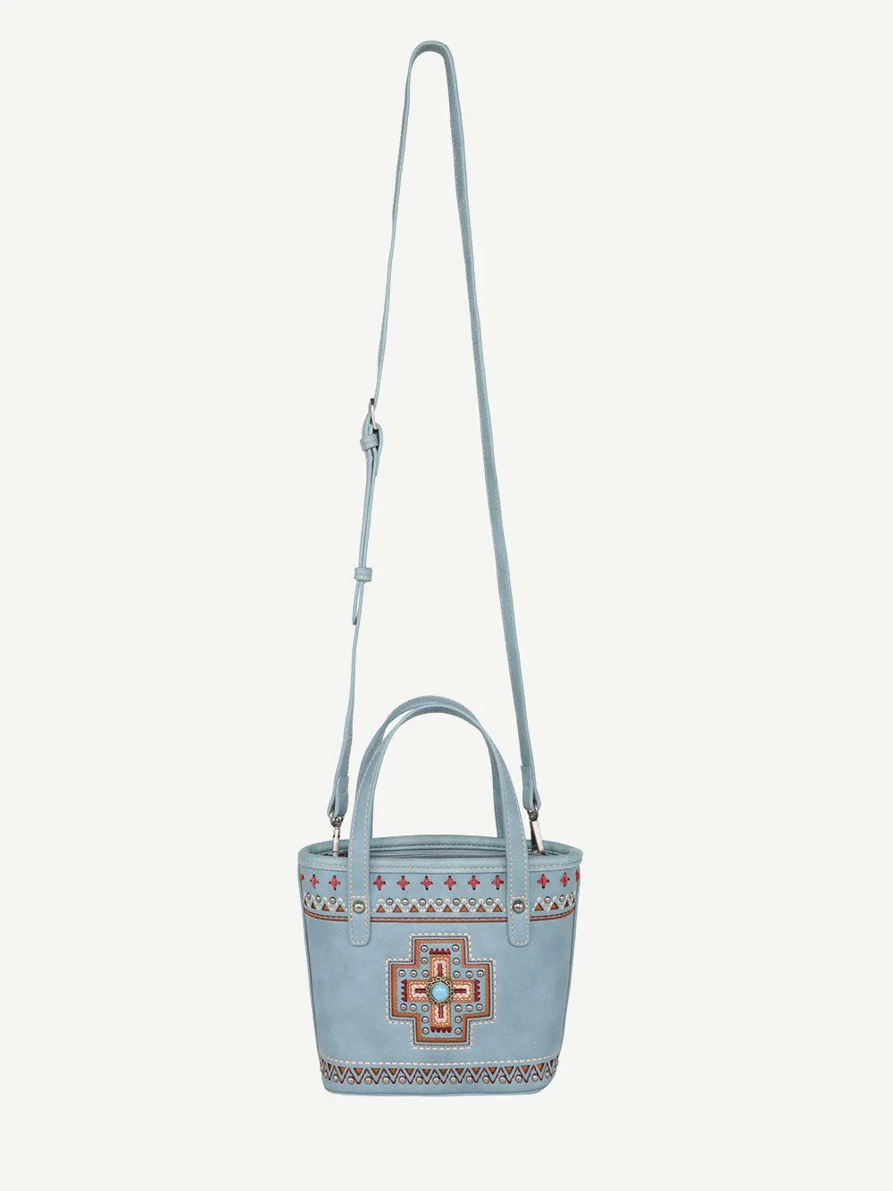 Montana West Embroidered Cross Concho Crossbody Mini Tote