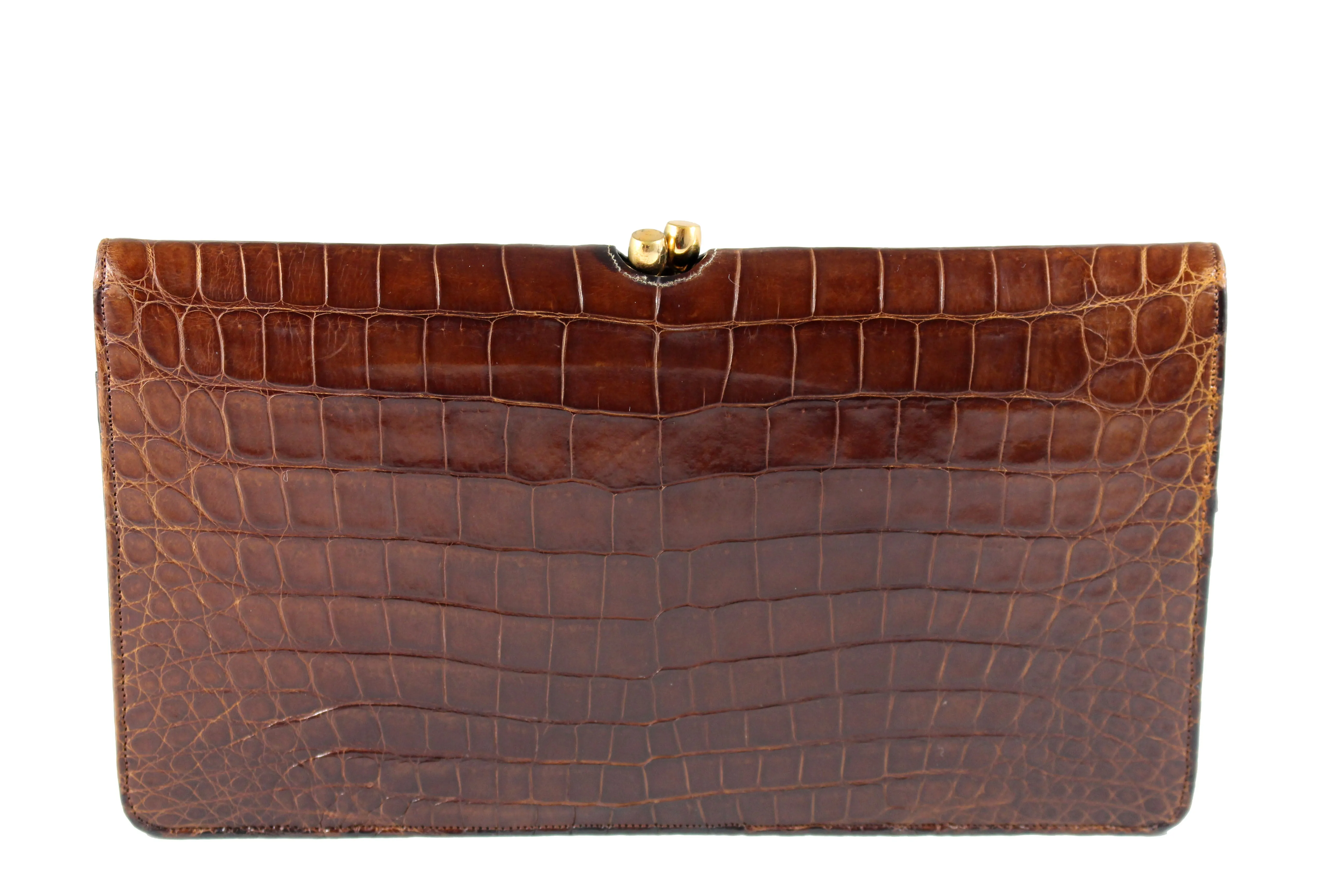 NETTIE ROSENSTEIN brown crocodile skin handbag