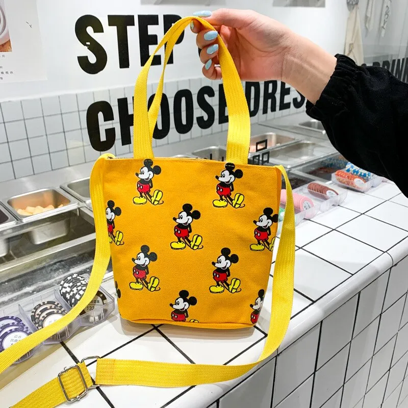 New Disney Cartoons Harajuku Shoulder Bags Mickey Mouse Canvas Teenager Printing Handbag Girls Casual Fashion Girlish Style Bags