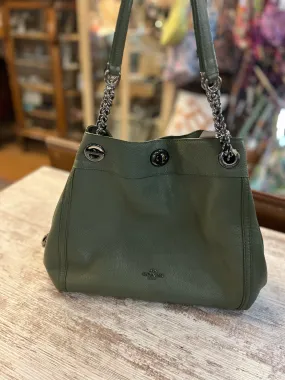 Olive Green Coach Turnlock Handbag