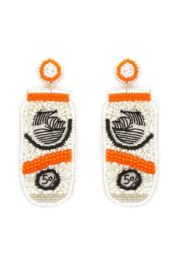 Orange hard seltzer beaded earrings