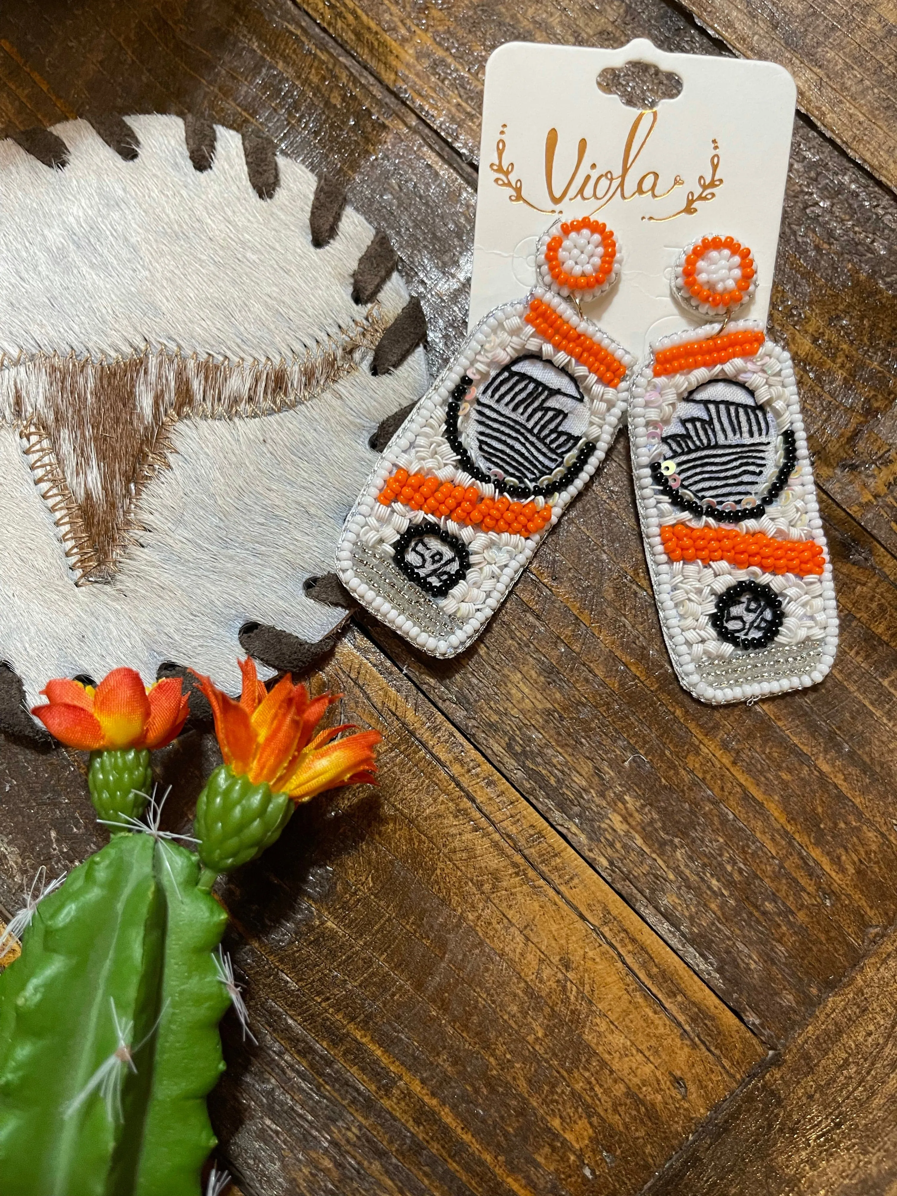 Orange hard seltzer beaded earrings