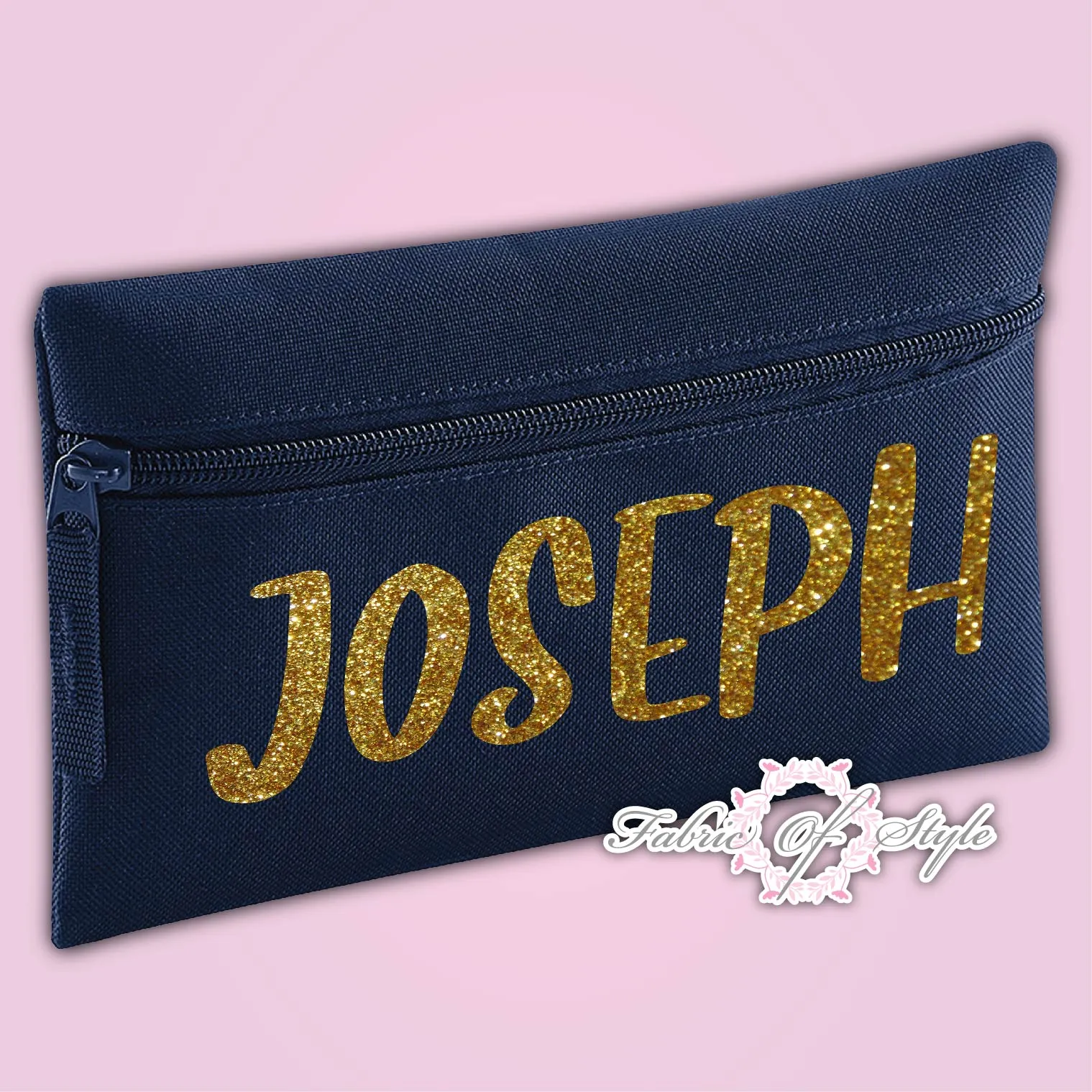 Personalised Any Name Gold Glitter Pencil Case Kids Office Stationery Back To School Zip School Bag