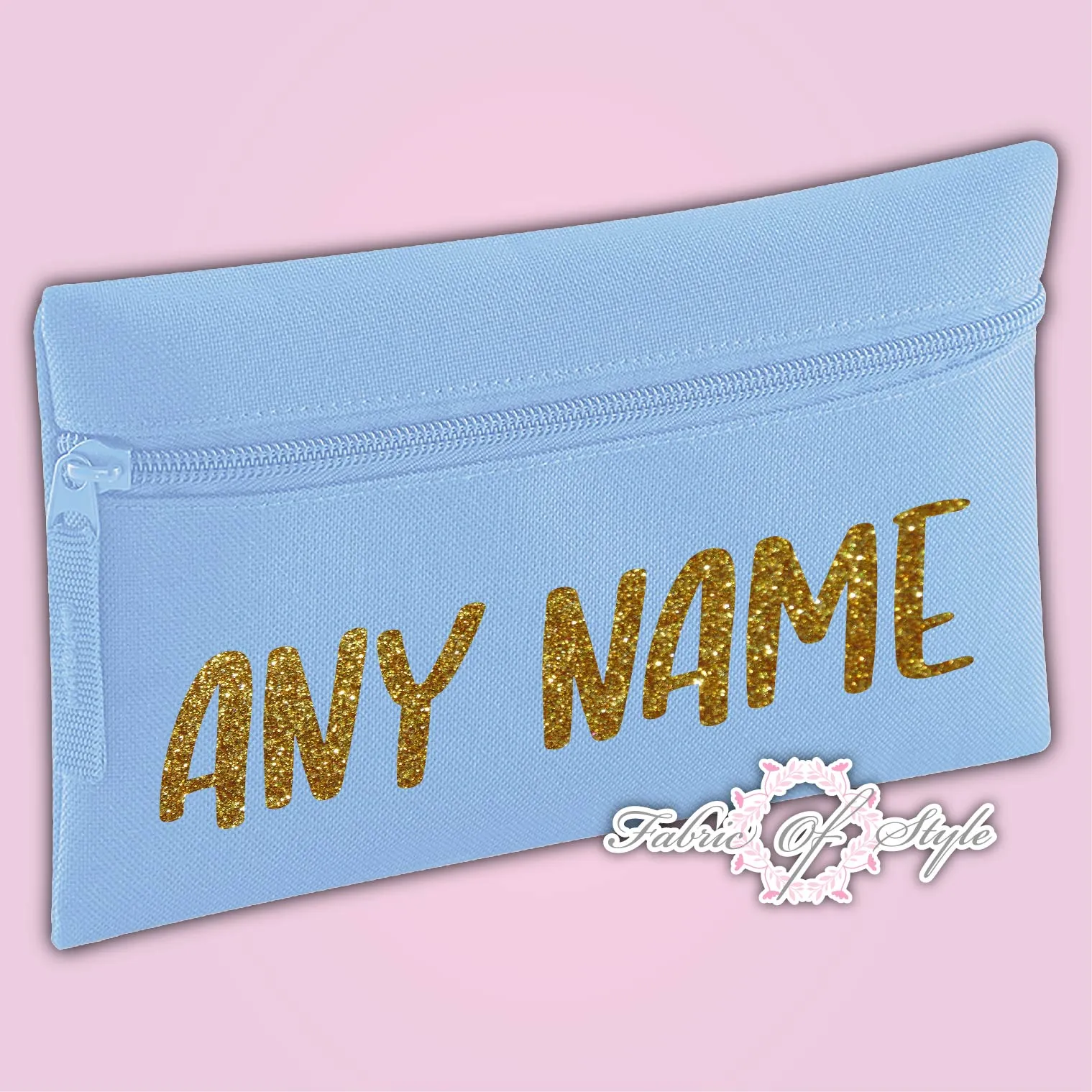 Personalised Any Name Gold Glitter Pencil Case Kids Office Stationery Back To School Zip School Bag