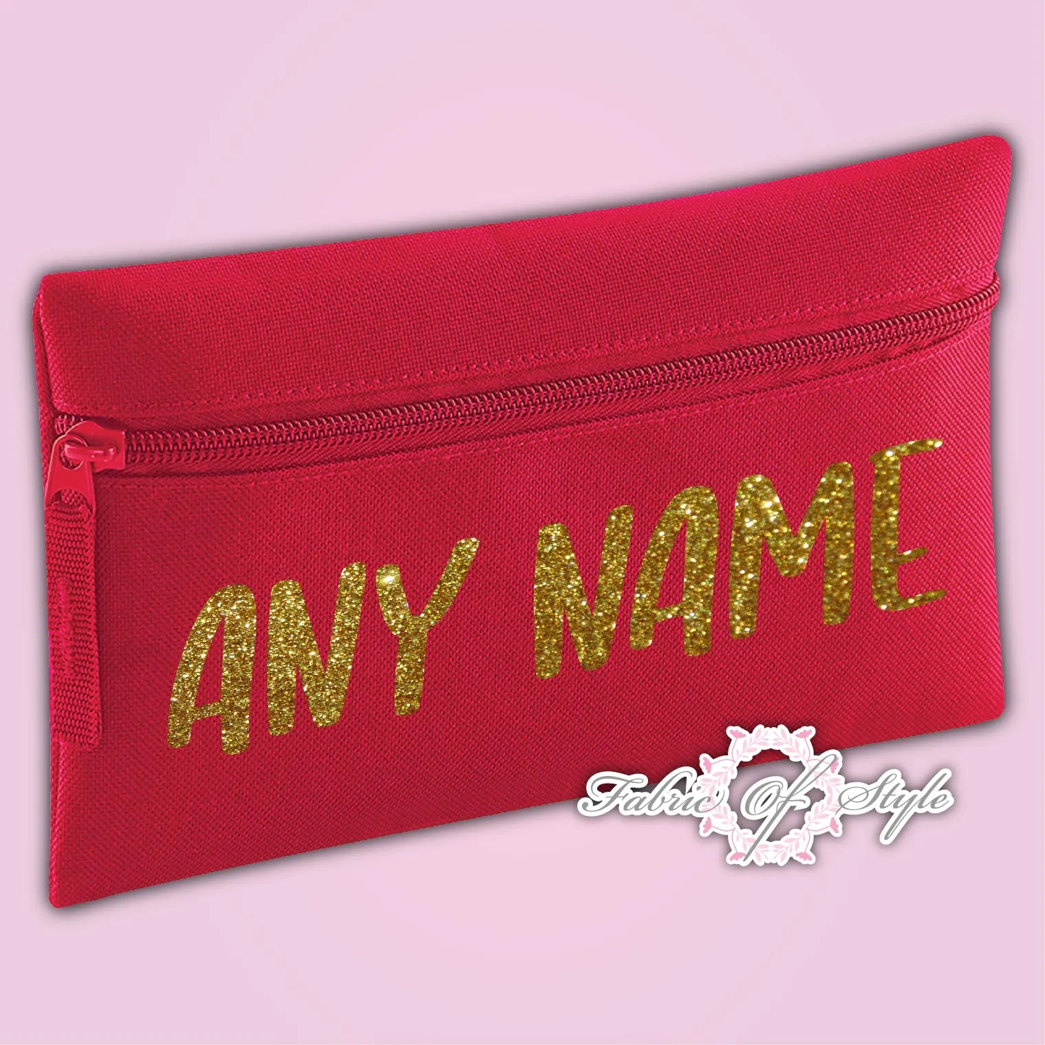 Personalised Any Name Gold Glitter Pencil Case Kids Office Stationery Back To School Zip School Bag