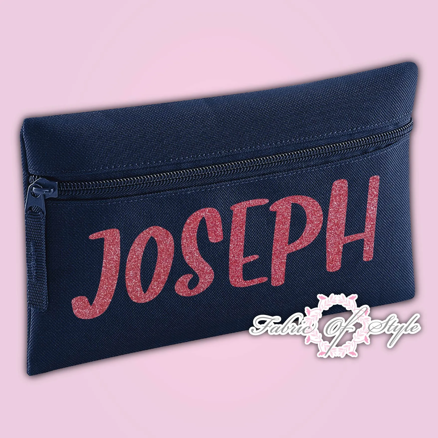 Personalised Any Name Magenta Glitter Pencil Case Kids Office Stationery Back To School Zip School Bag