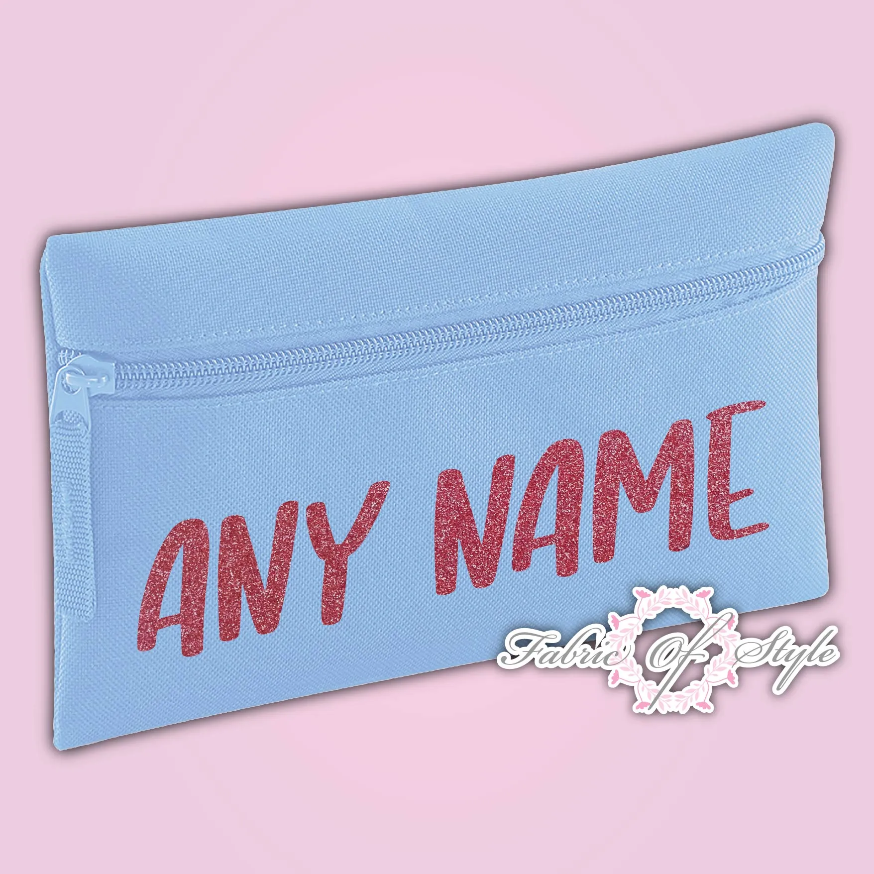 Personalised Any Name Magenta Glitter Pencil Case Kids Office Stationery Back To School Zip School Bag