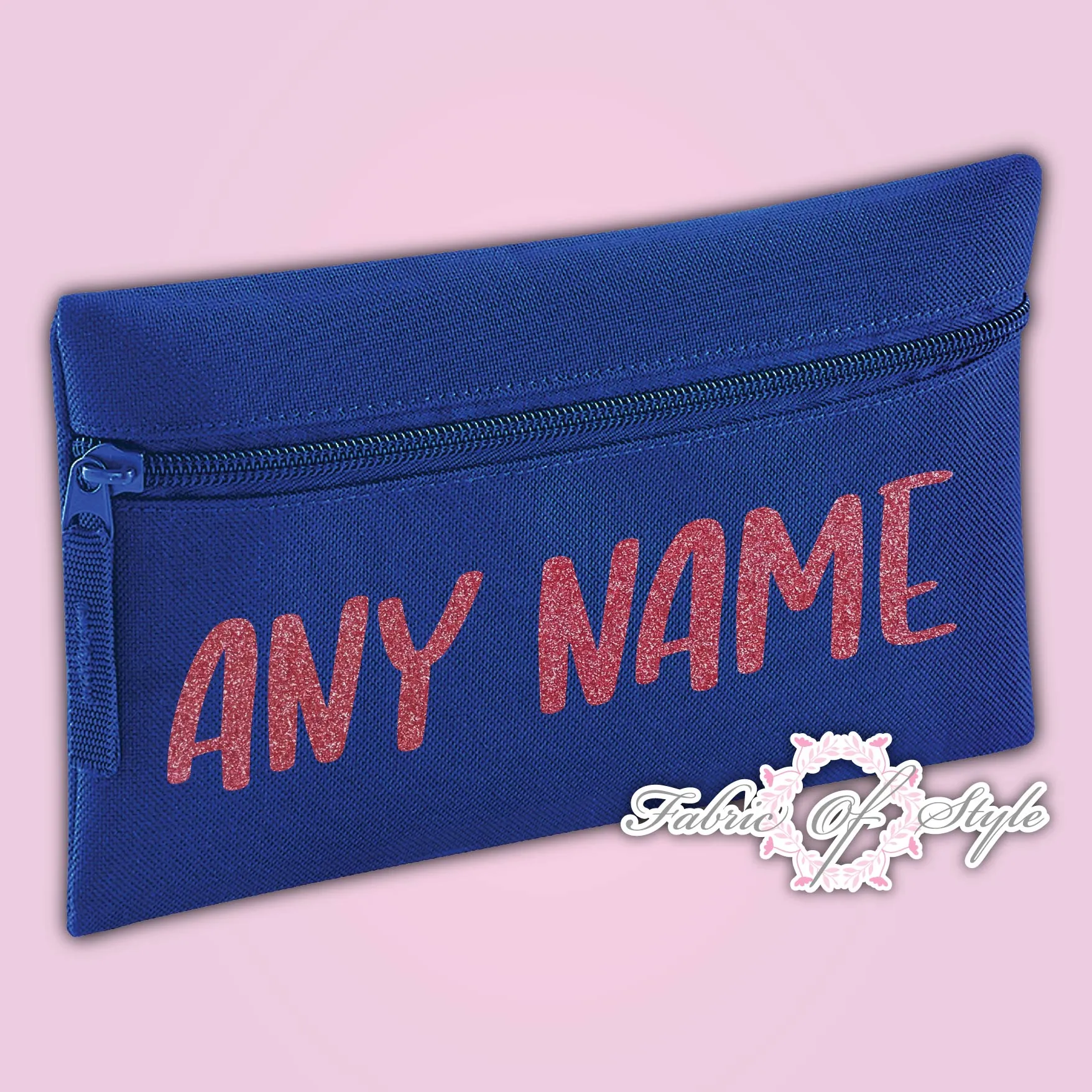 Personalised Any Name Magenta Glitter Pencil Case Kids Office Stationery Back To School Zip School Bag