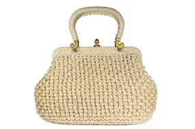 Raffia and ivory beads handbag