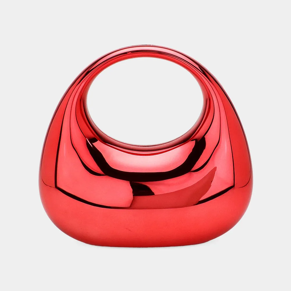 Red Metallic Acrylic Crescent Handbag