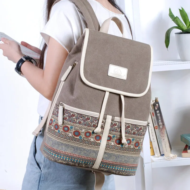 Retro Canvas Student Backpack