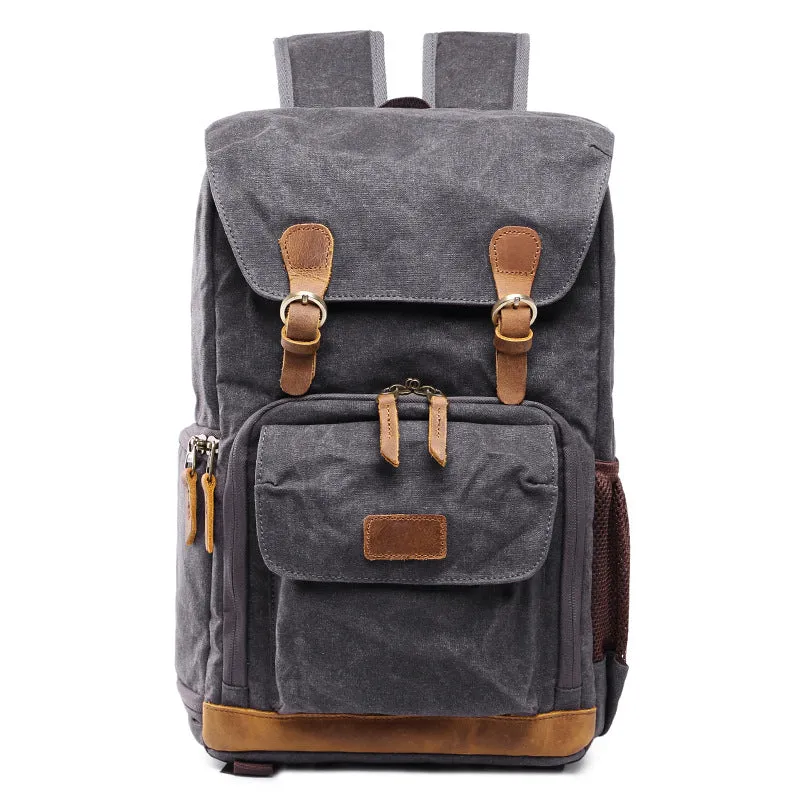 Retro DSLR Camera Backpack Waxed Canvas Camera Backpack Waterproof Laptop Backpack