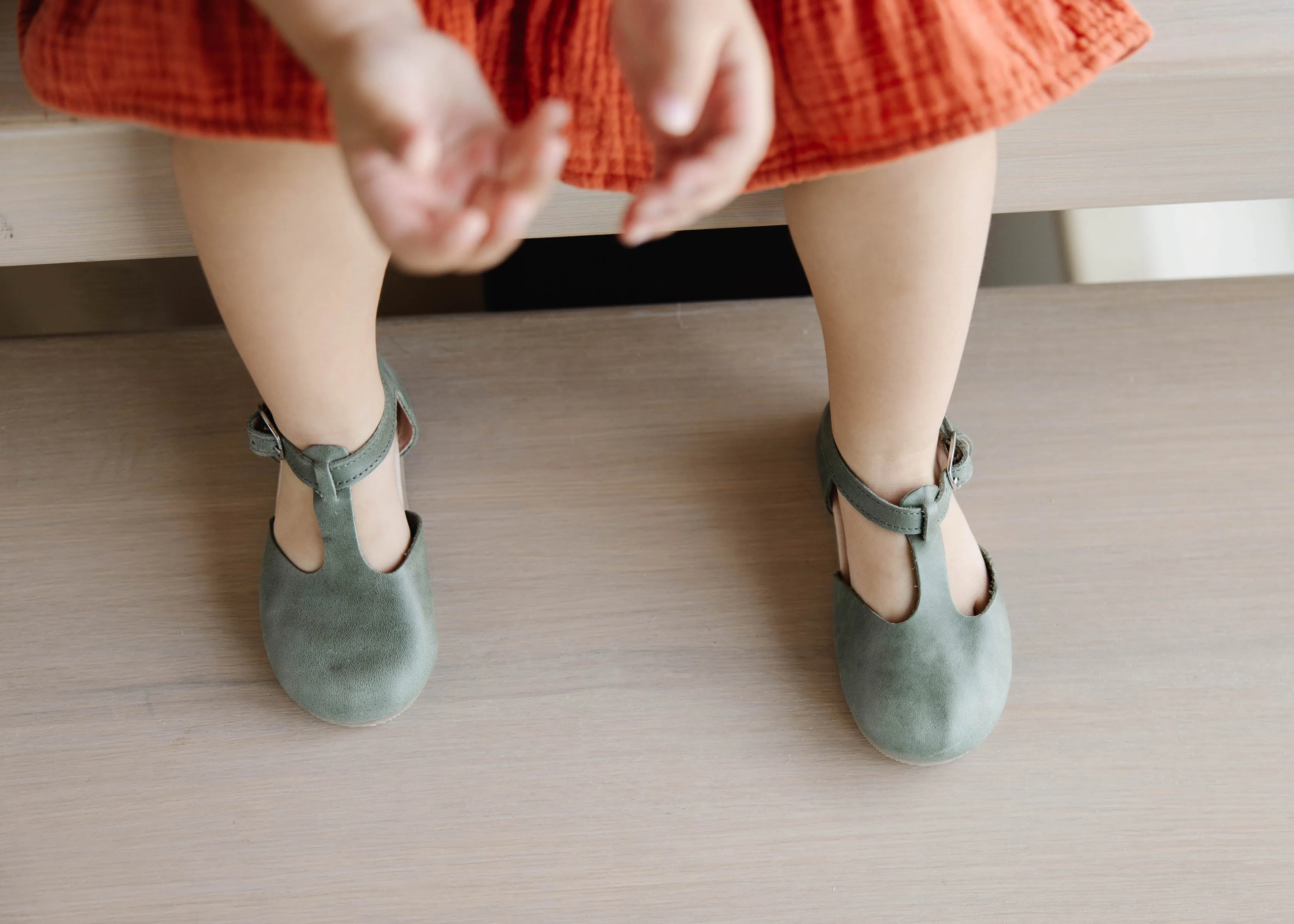 Classic Hard Sole Mary Jane Shoes in Sage Green