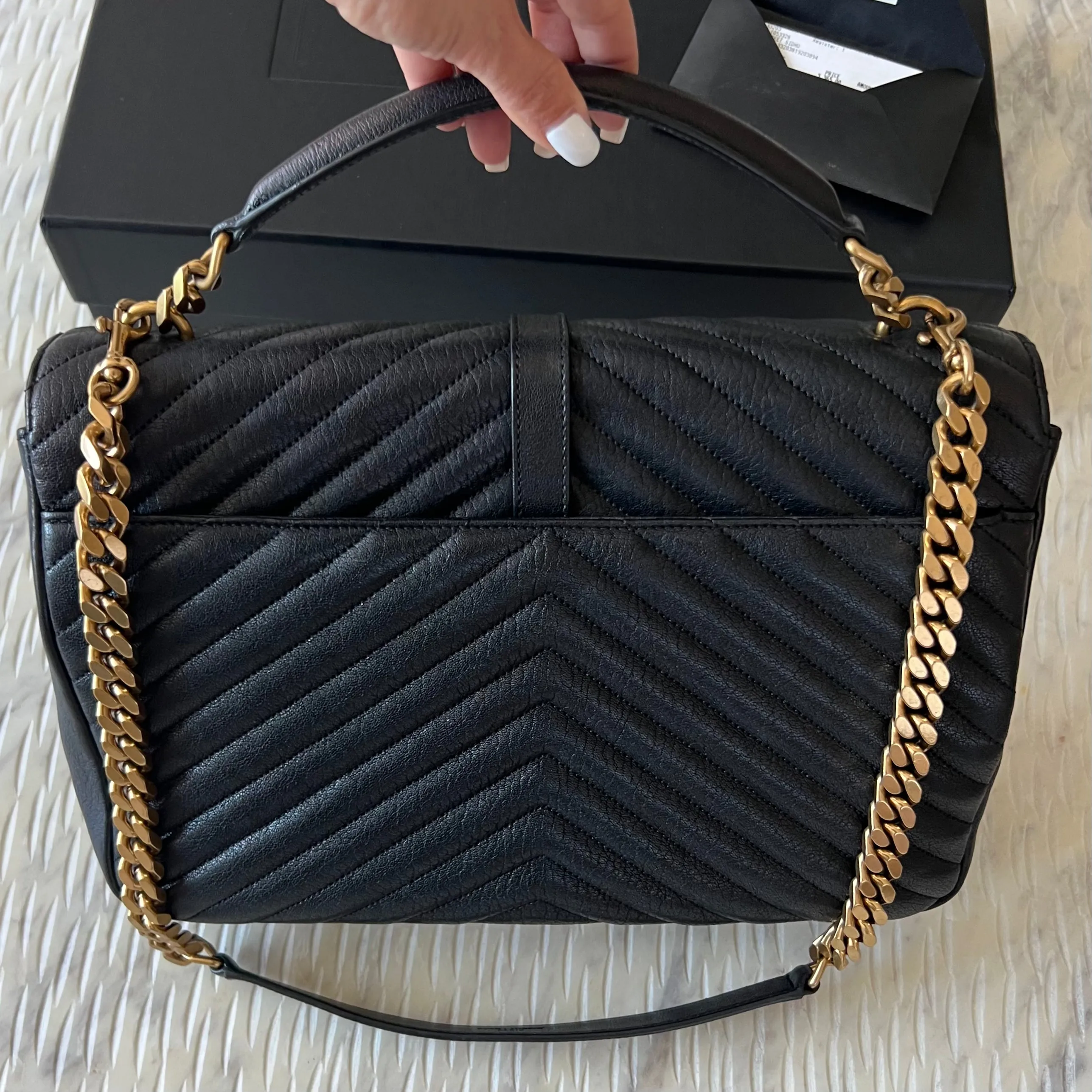 Saint Laurent COLLEGE LARGE CHAIN BAG IN QUILTED LEATHER