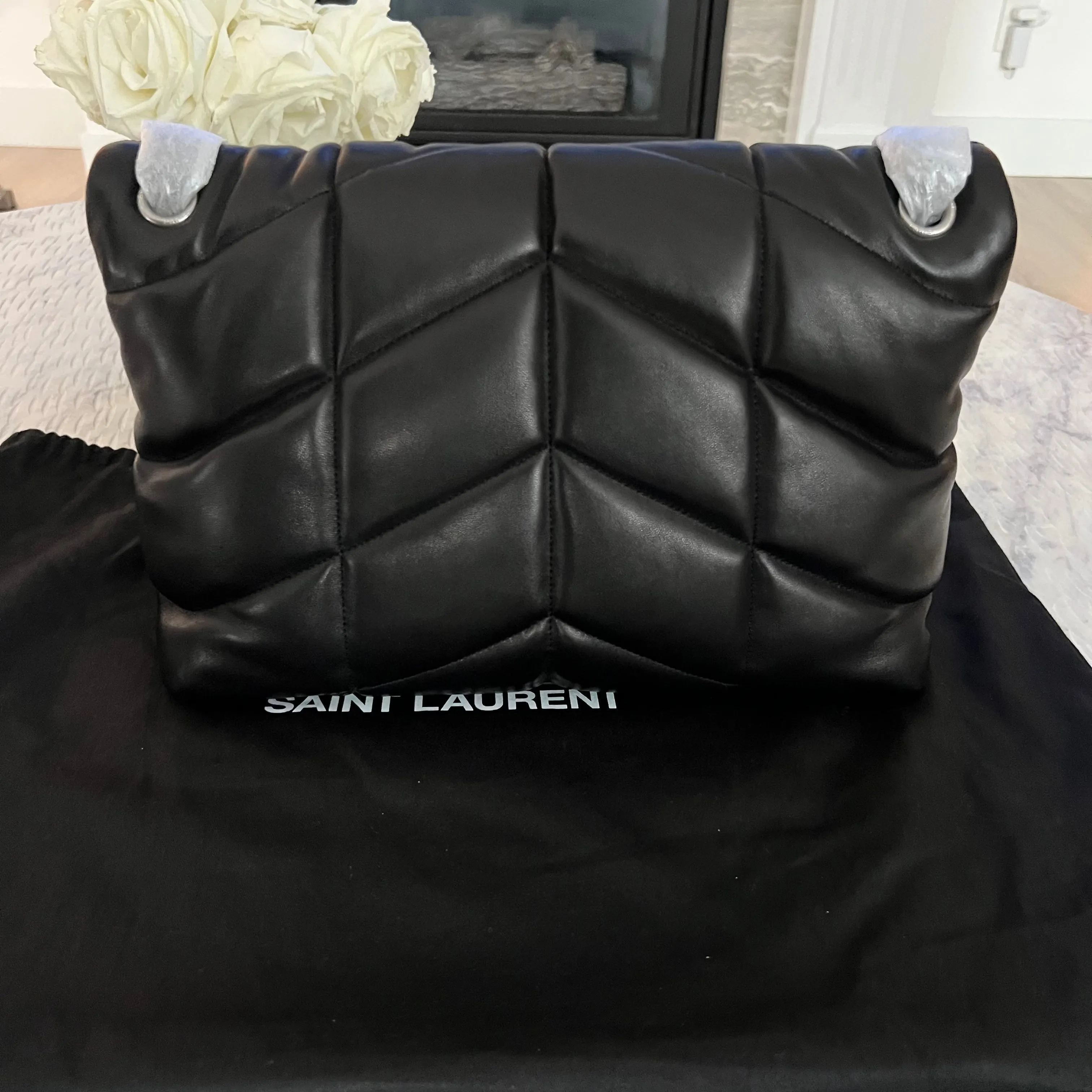 Saint Laurent PUFFER LOU MEDIUM CHAIN BAG IN QUILTED LAMBSKIN