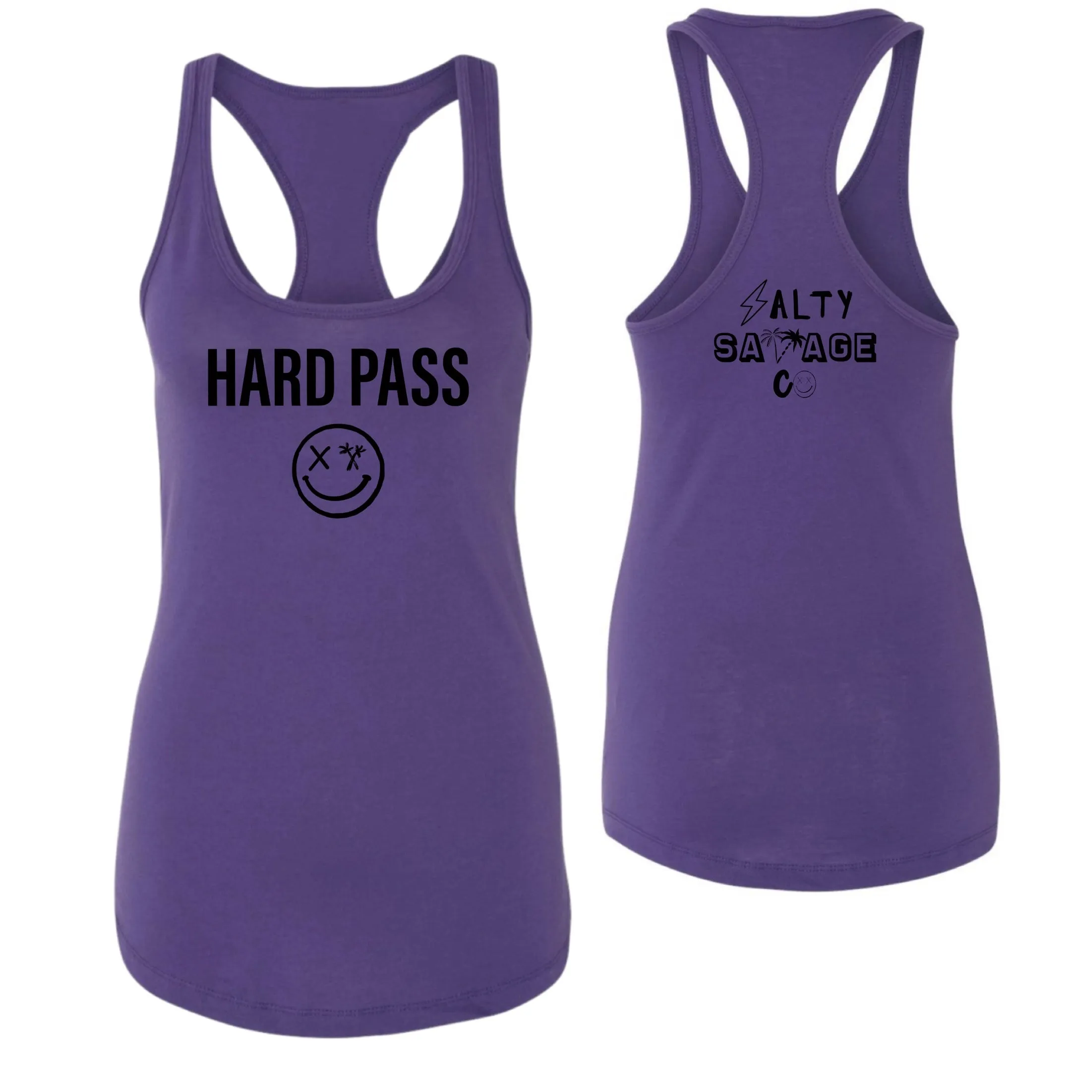 Salty Savage Ladies "HARD PASS" Racerback Tank