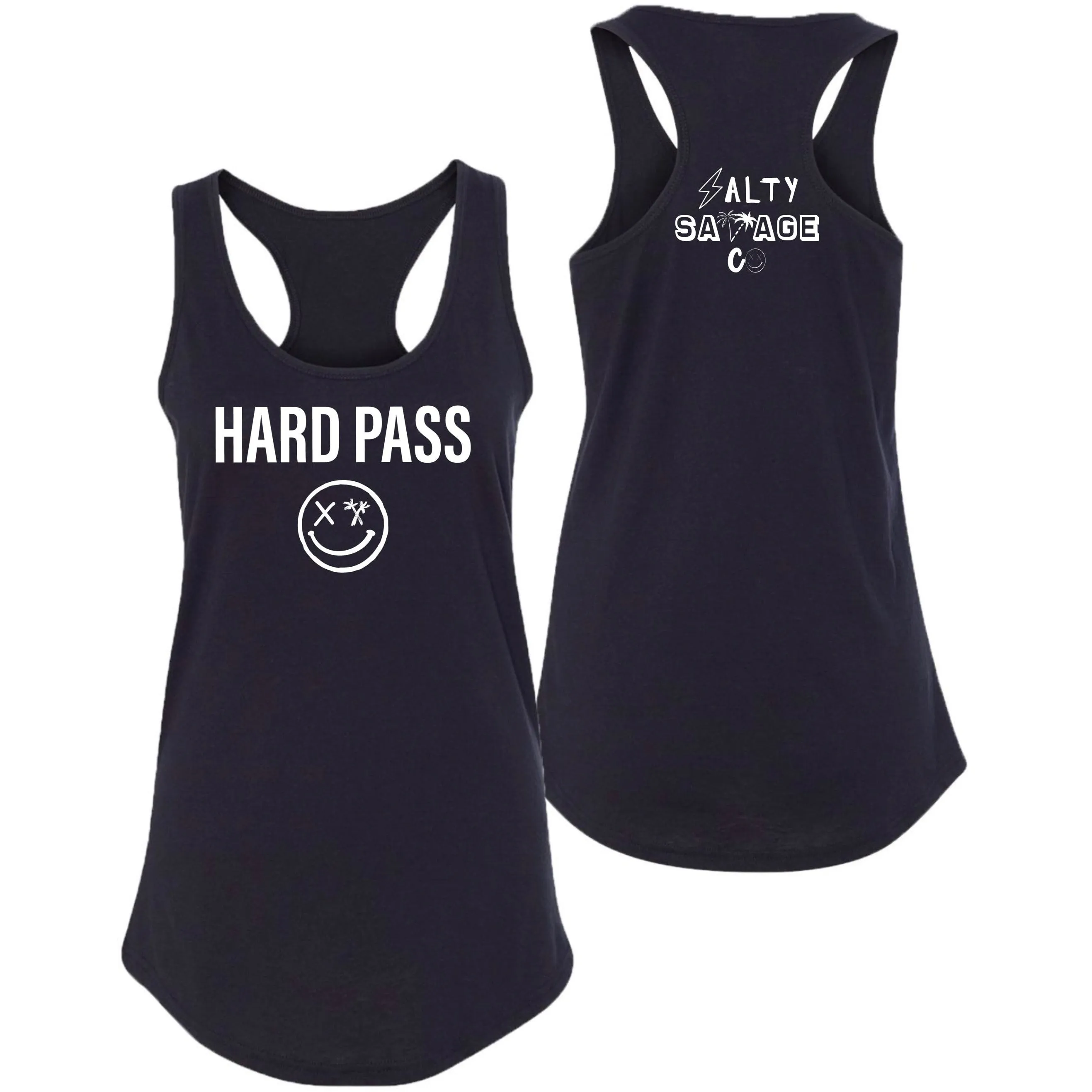 Salty Savage Ladies "HARD PASS" Racerback Tank