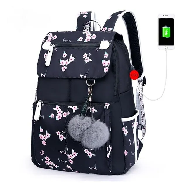 School Backpack With Keyring