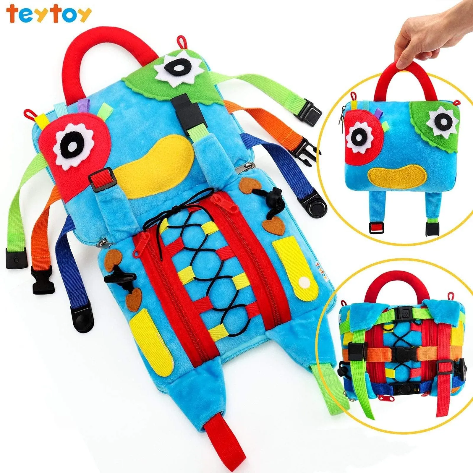 Sensory Buckle Pillow Toys for Children, Busy Bag Learning Fine Motor Skill Problem Solving, Educational Montessori Toy