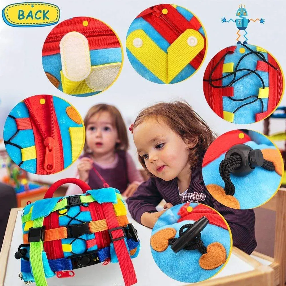 Sensory Buckle Pillow Toys for Children, Busy Bag Learning Fine Motor Skill Problem Solving, Educational Montessori Toy