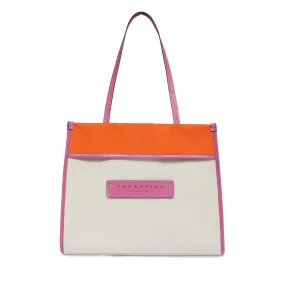 Shopping Bag THE BRIDGE linea Elisa in Cotone e Pelle Naturale Arancione e Rosa