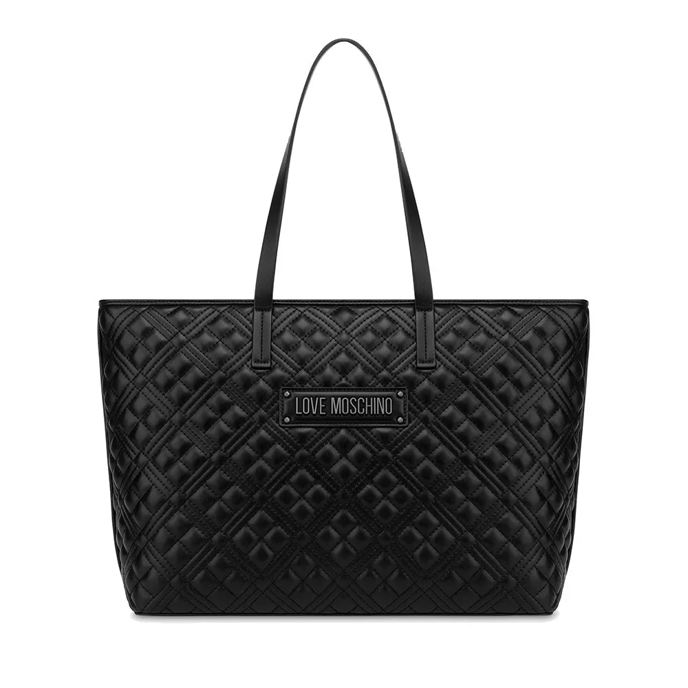 Shopping Bag Trapuntata LOVE MOSCHINO linea Lettering Logo colore Nero con Logo Canna di Fucile