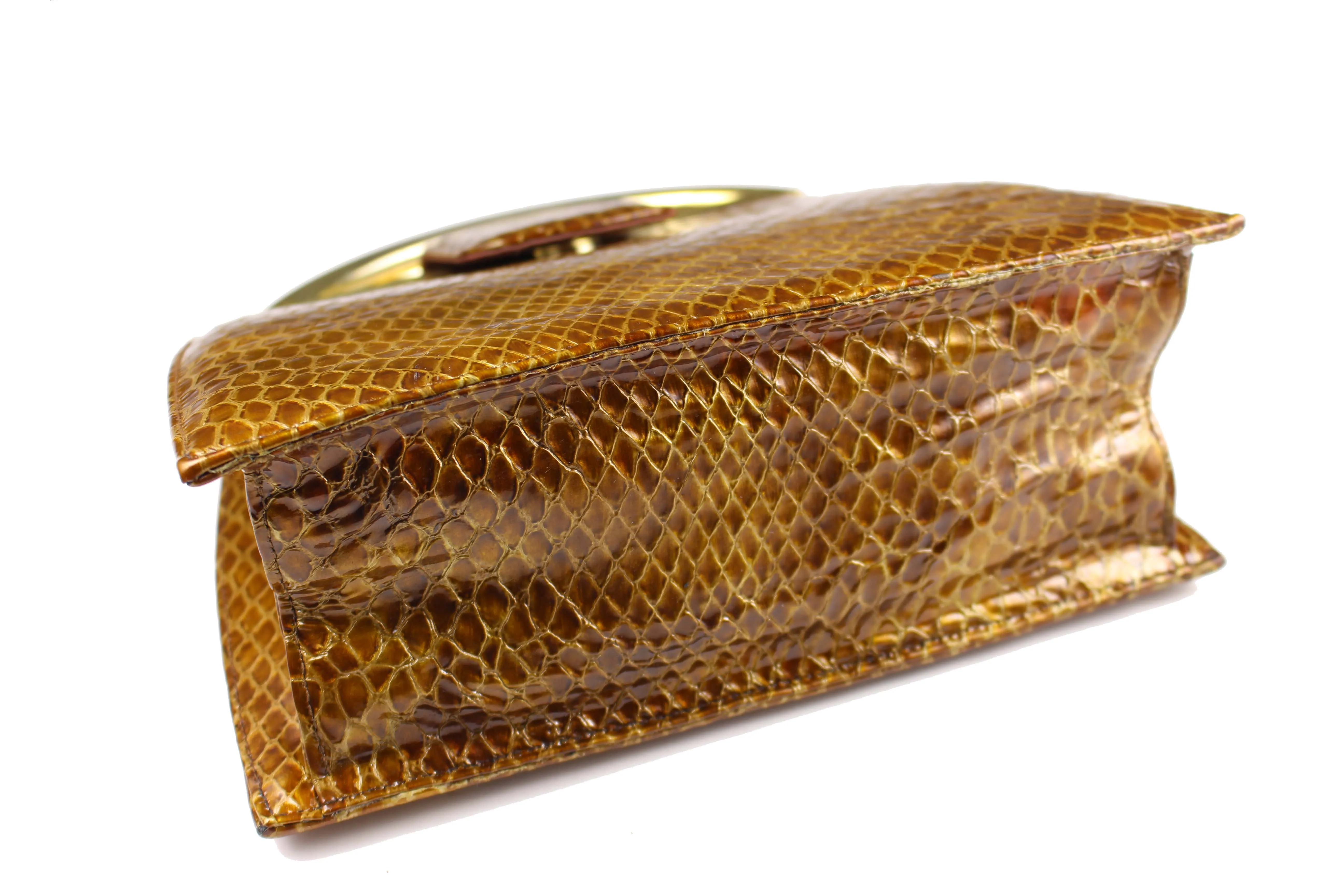 STUART WEITZMAN embossed snakeskin caramel handbag