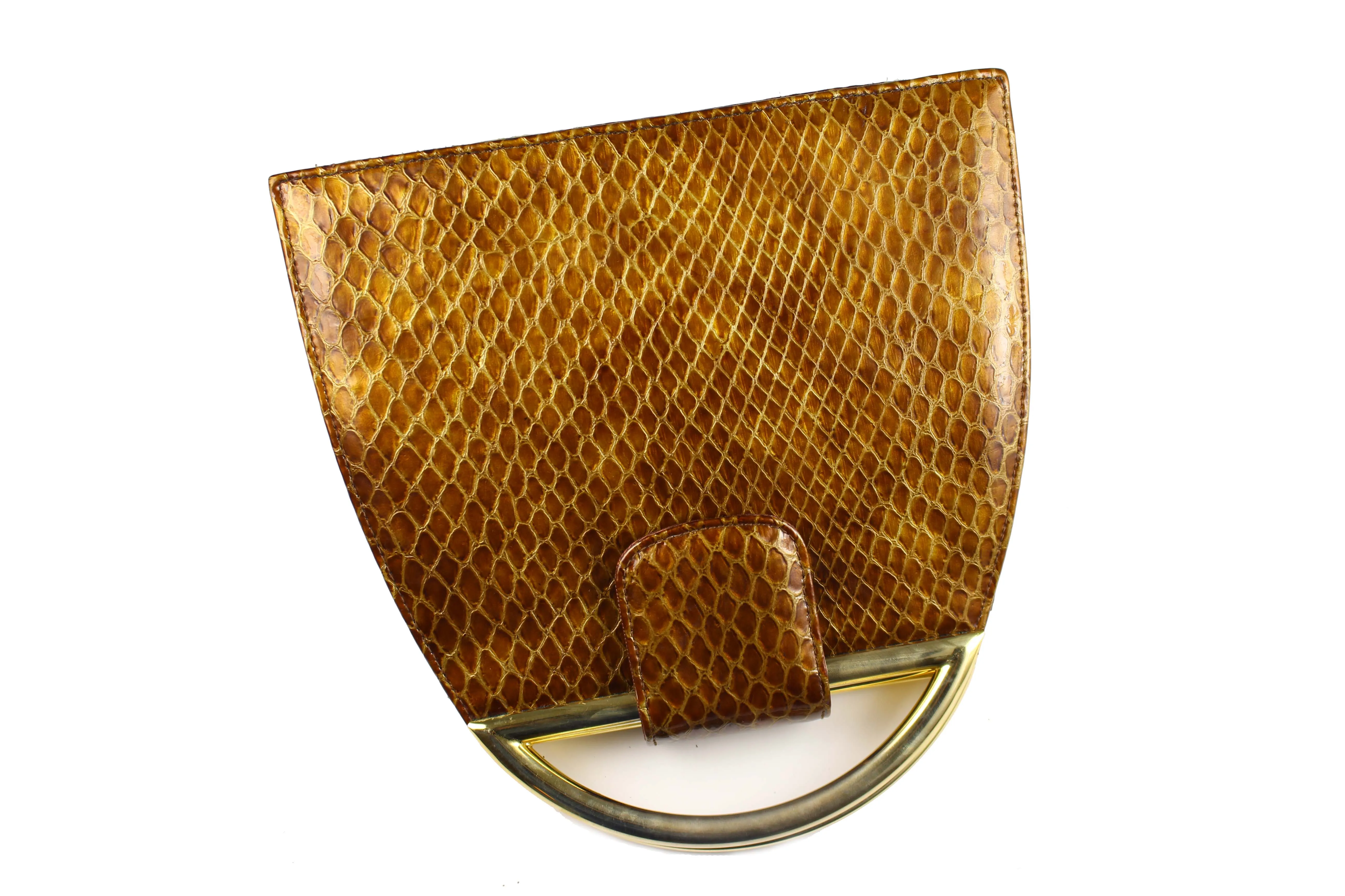 STUART WEITZMAN embossed snakeskin caramel handbag