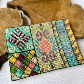 Traditional Embroidered Pouch | Tatreez Bag in Juri Collage from Palestine