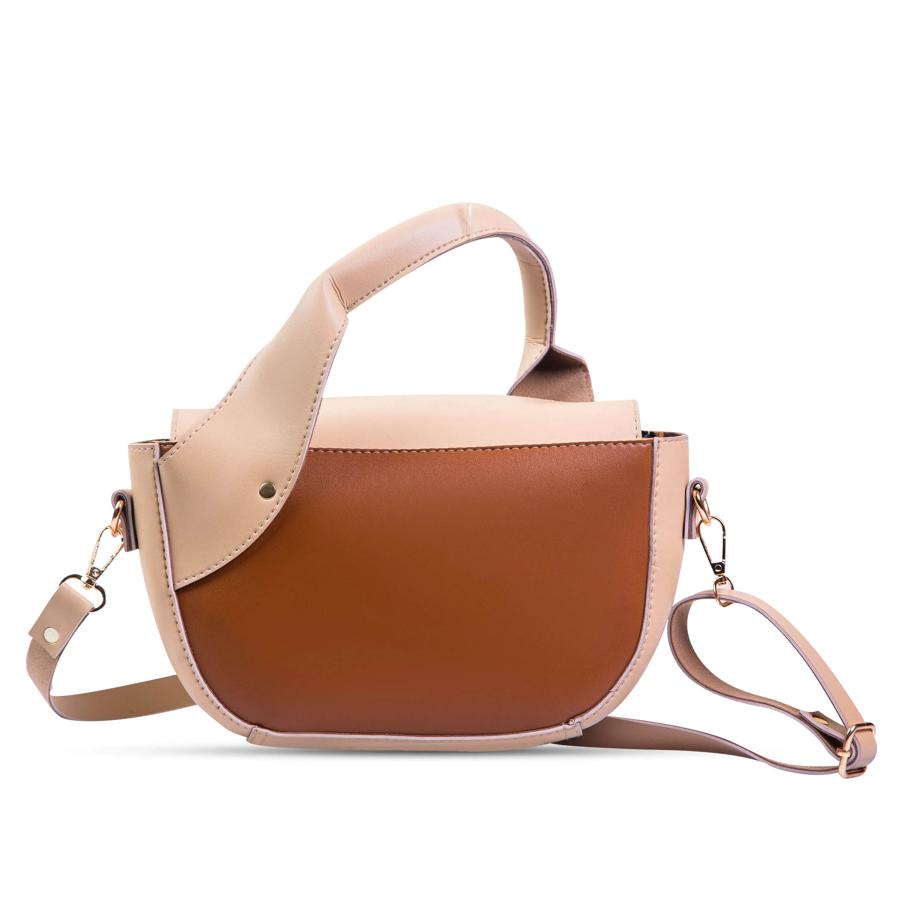 Twisted handle beige handbag