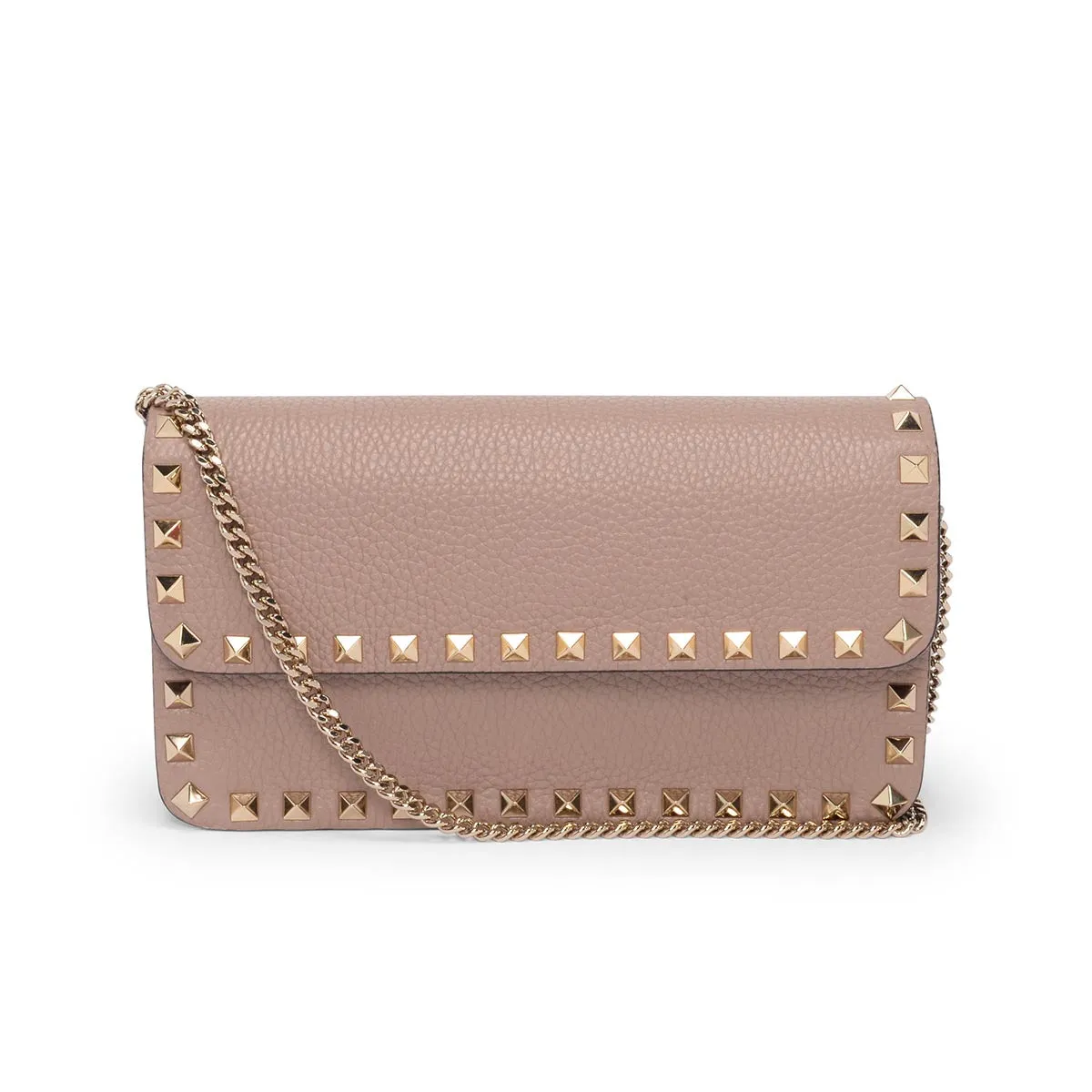 Valentino Poudre Grained Calfskin Rockstud Chain Flap Bag